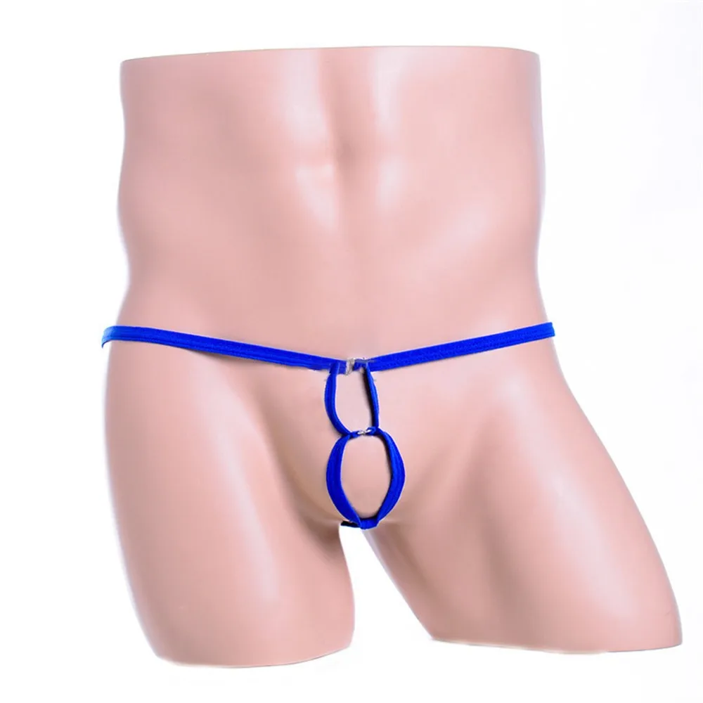 

Mens Sexy Thongs Brief T-Back Solid Color See Through G-string Front O-ring Low Rise Underwear New Male Underpant