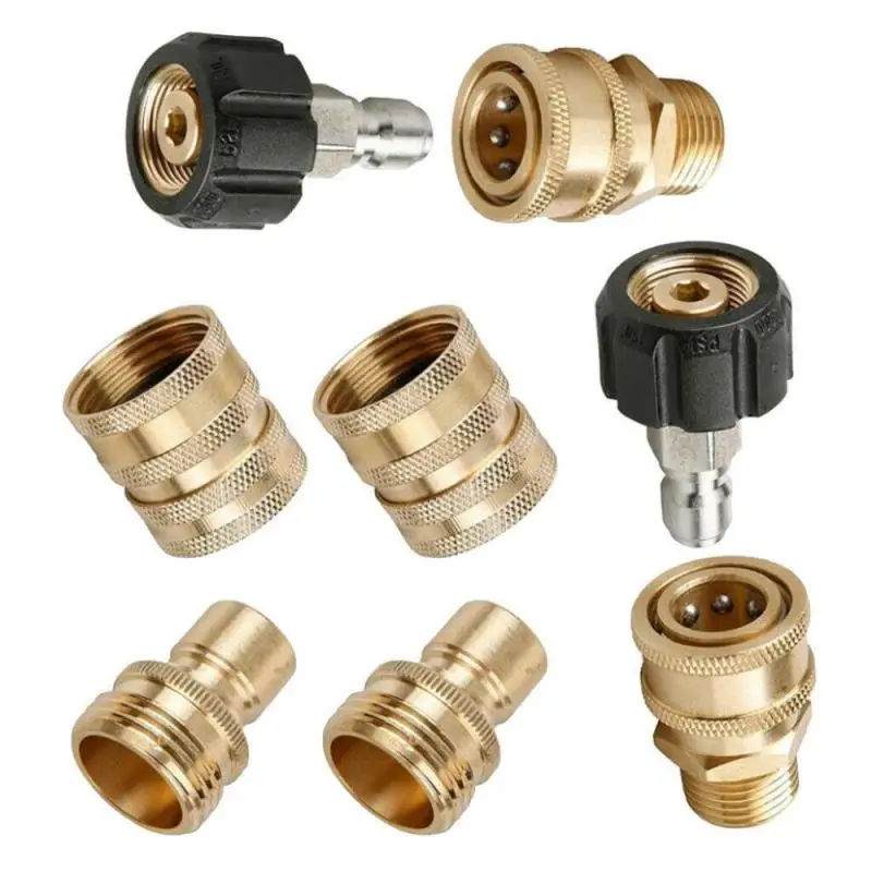 

8Pcs/set High Pressure Washer Adapter Quick Disconnect Kit M22 Swivel To 3/8'' Quick Connect 3/4" To Quick Release Washing Gun