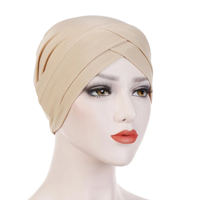 Women High Quality Criss Cross Muslim Hijab Inner Hat Underscarf Pull On Islamic Scarf Turban Caps Full Headcover Women Headwrap 1
