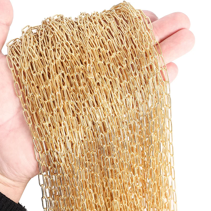 

Овальная цепь из нержавеющей стали серебристого/золотого цвета для изготовления ювелирных изделий, металлическая крупная цепь, металличес...