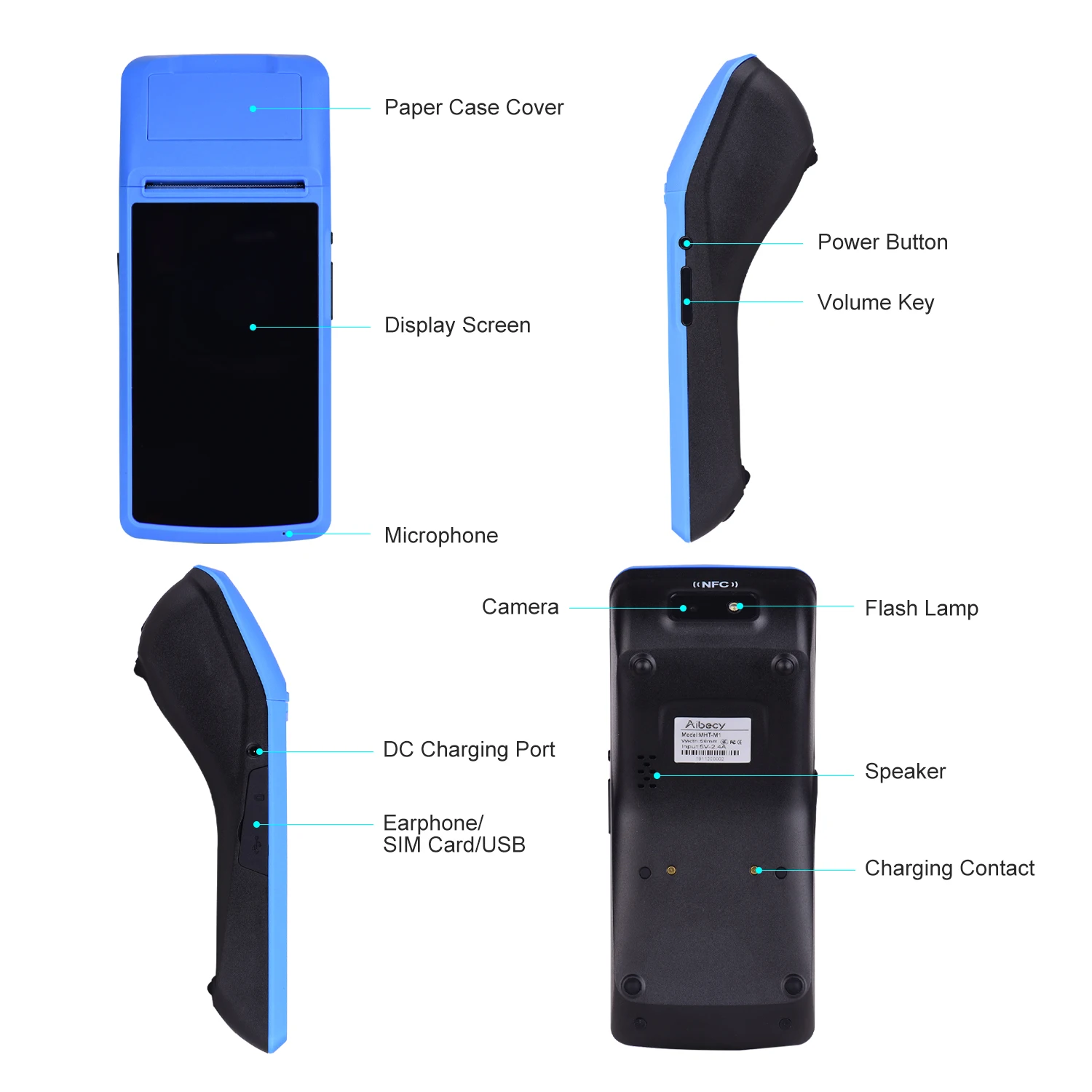 Aibecy принтер PDA беспроводной Android POS все в одном Ручной терминал оплаты чековый с 5