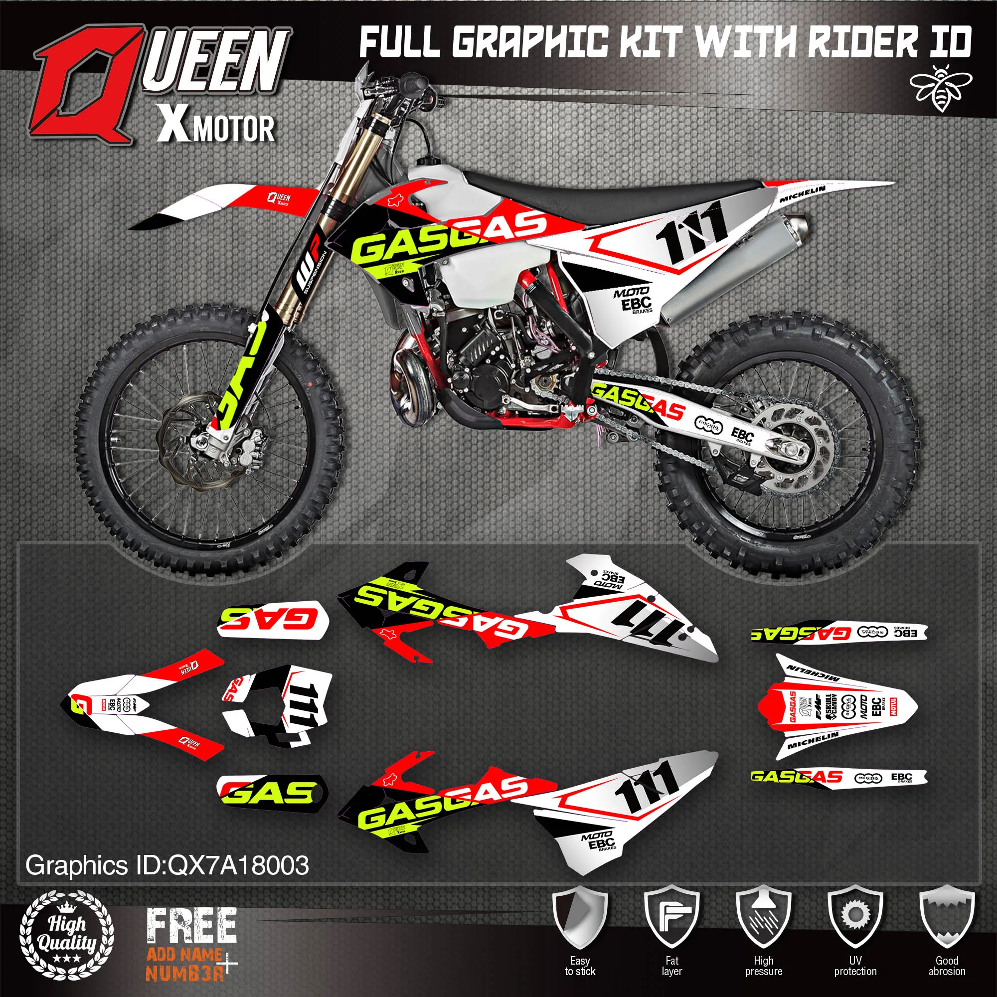 Набор наклеек QUEEN X MOTOR Custom Team графические фоны наклейки 3 м для GASGAS 2018 2019 2020 EC 003 |