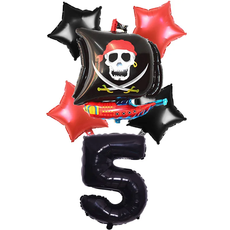 Воздушные шары из фольги в виде пиратского корабля 6 шт./компл. диаметр 32