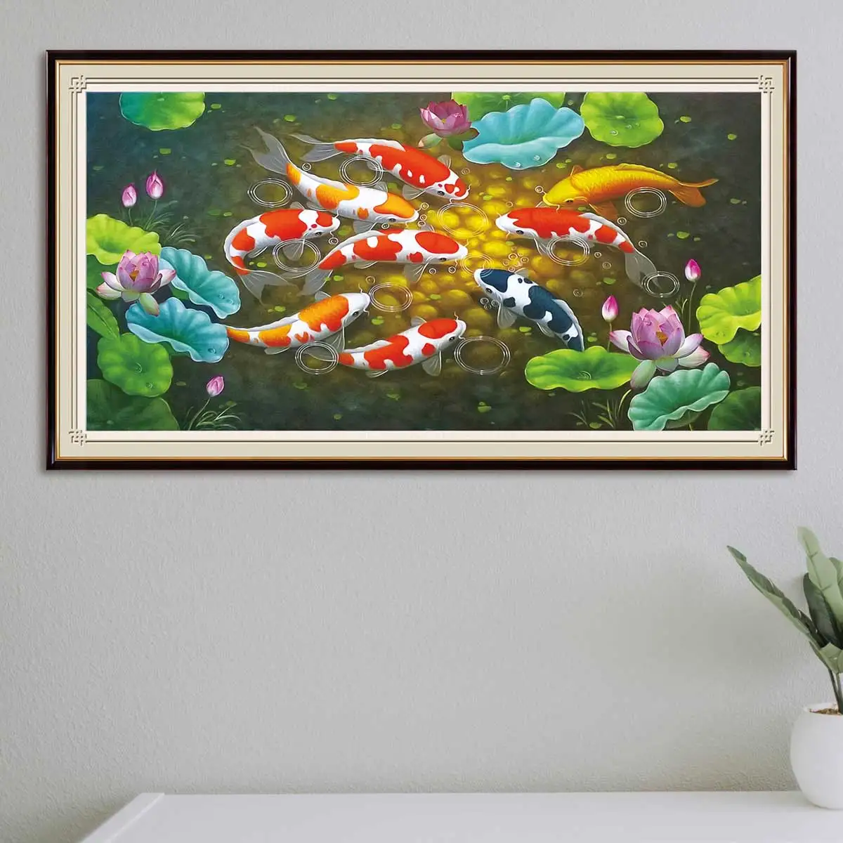 

5D DIY Diamond Painting Flowers Lotus Cross Stitch Full Square Round Drill Fish Diamond Embroidery Mosaic Art Picture Home Decor
