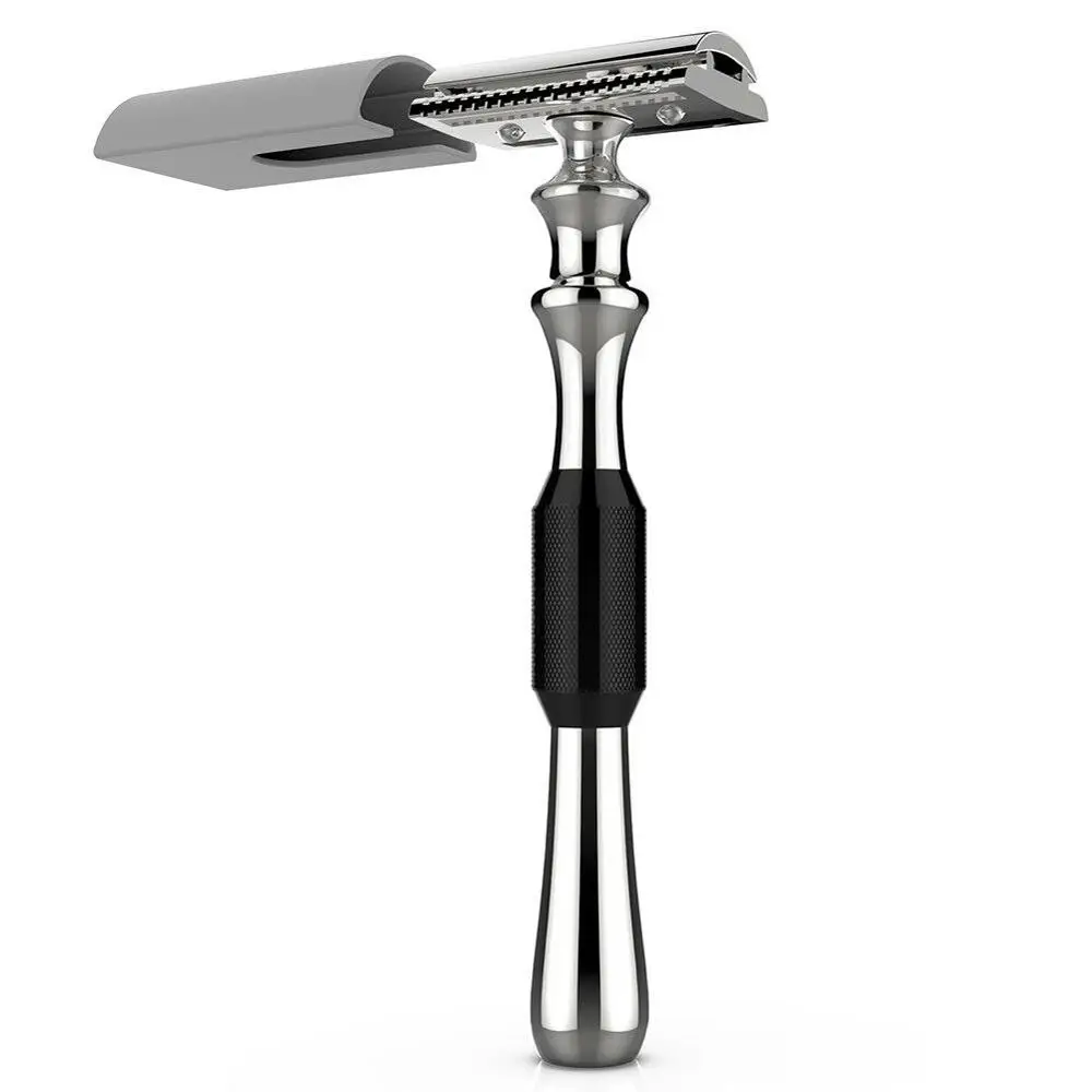 НОВАЯ безопасная бритва с двойными краями из алюминиевого сплава антискользящим