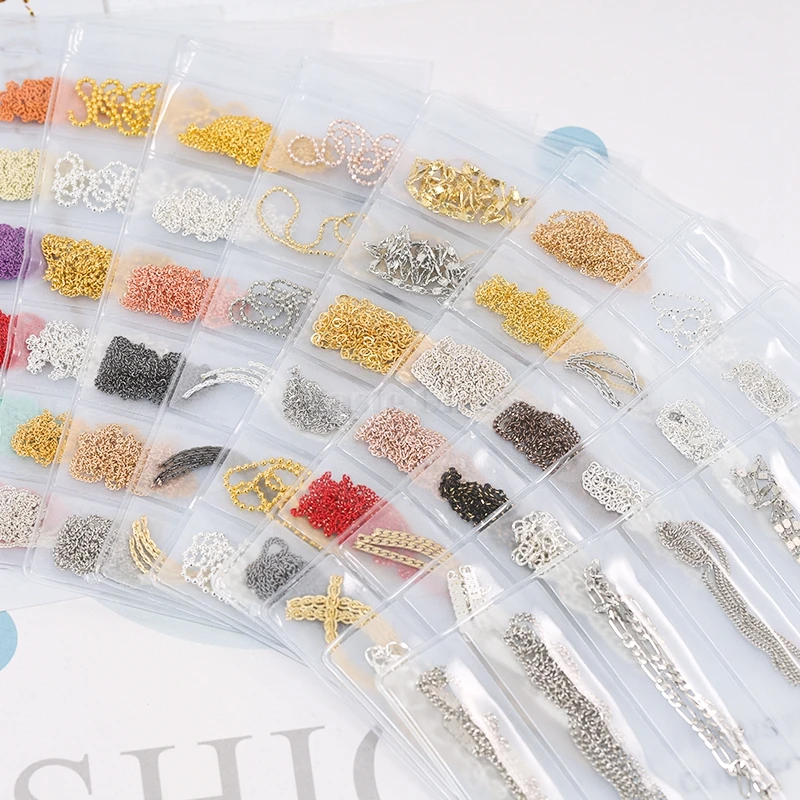 6 Сетка/УФ гель лак для ногтей искусство металлическое украшение цепочка с