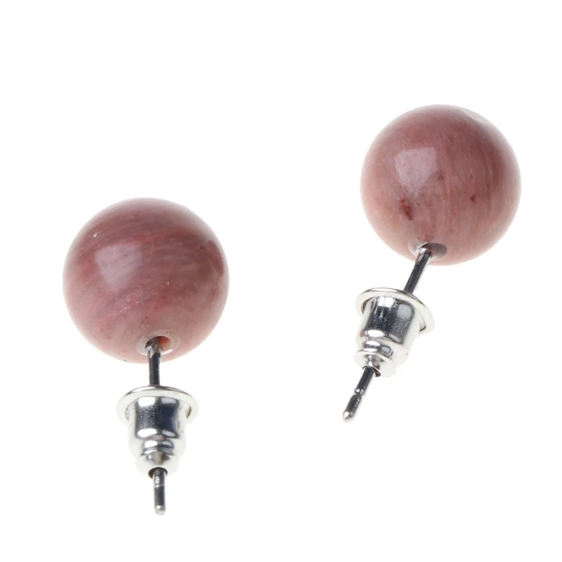 Серьги-гвоздики унисекс из натурального камня бирюзы тигровый глаз опал шарики -