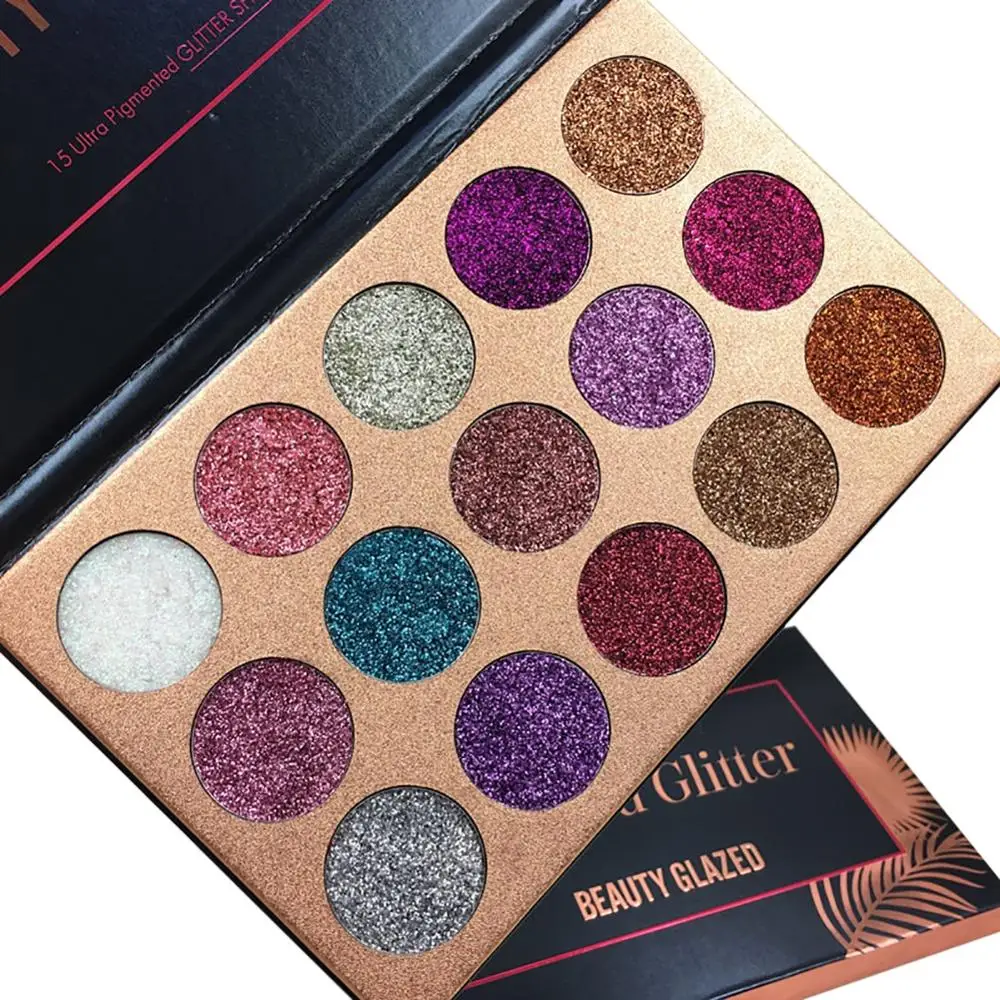BEAUTY GLAZED 15 цветов Палитра теней для век блестящая прессованная стандартная