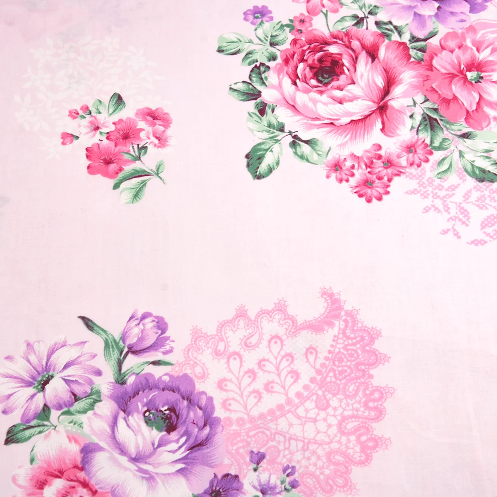 

Teramila Cotton Fabric Bedding Clothing Patchwork Scrapbooking Home Textile Decor Fabrics Quilting Doll Sewing Cloth Pink Flower