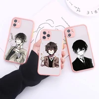 anime bungou stray dogs simple matte bumper phone case for iphone12 11 pro max x xs max xr 7 8 plus 12mini shockproof cover
