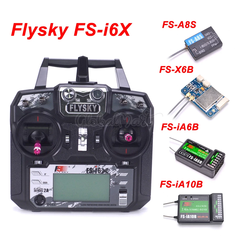 Передатчик Flysky FS i6X I6X 2 4 ГГц 10CH AFHDS 2A RC с ресивером для радиоуправляемых самолетов