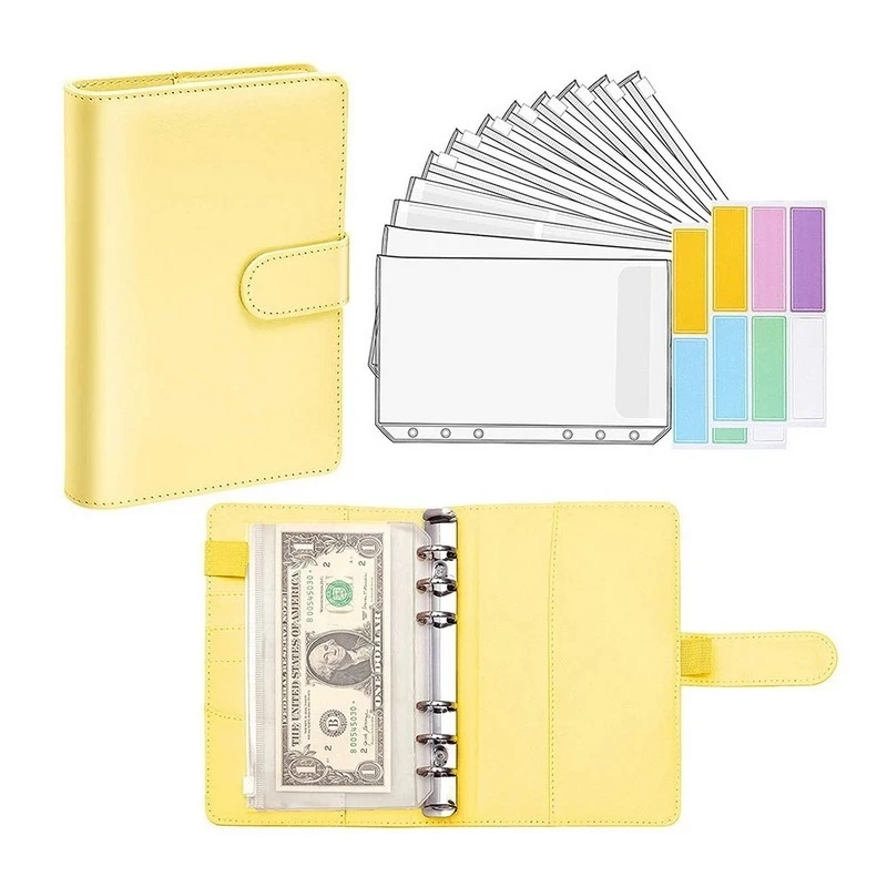 A6 Budget Binder 6 Holes Pockets Plastic Binder Zipper Envelopes Refillable Notebook Covers Save Money Budget Planner Wallet