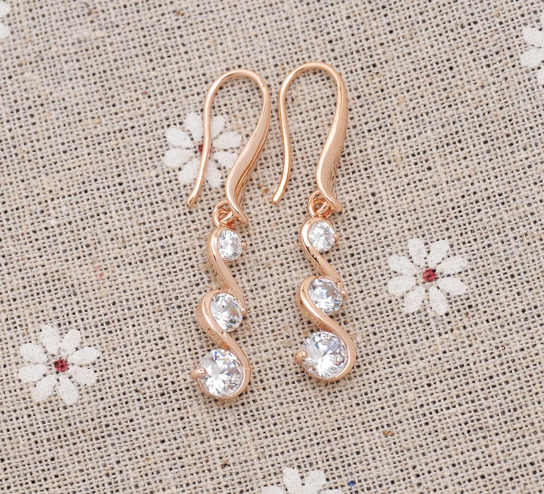 Прозрачные камни CZ кулон длинные серьги для женщин волны висячие Подвески