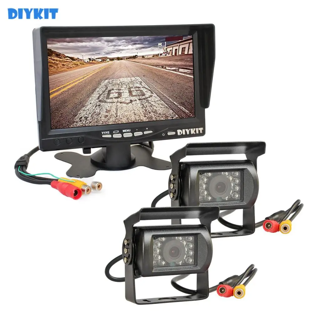 Камера заднего вида DIYKIT 2 x IR CCD + 7 дюймовый HD TFT ЖК монитор с пультом дистанционного