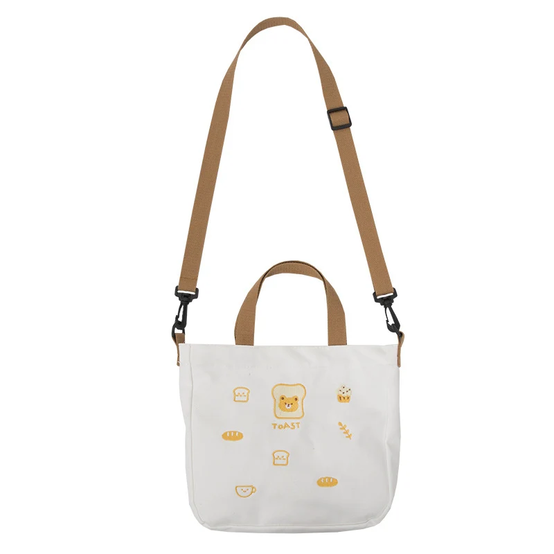 

Women Canvas Bag Cute Embroidery Shoulder Bags Cotton Cloth Handbag Tote Small Crossbody Messenger Bags Girls Zipper Purses