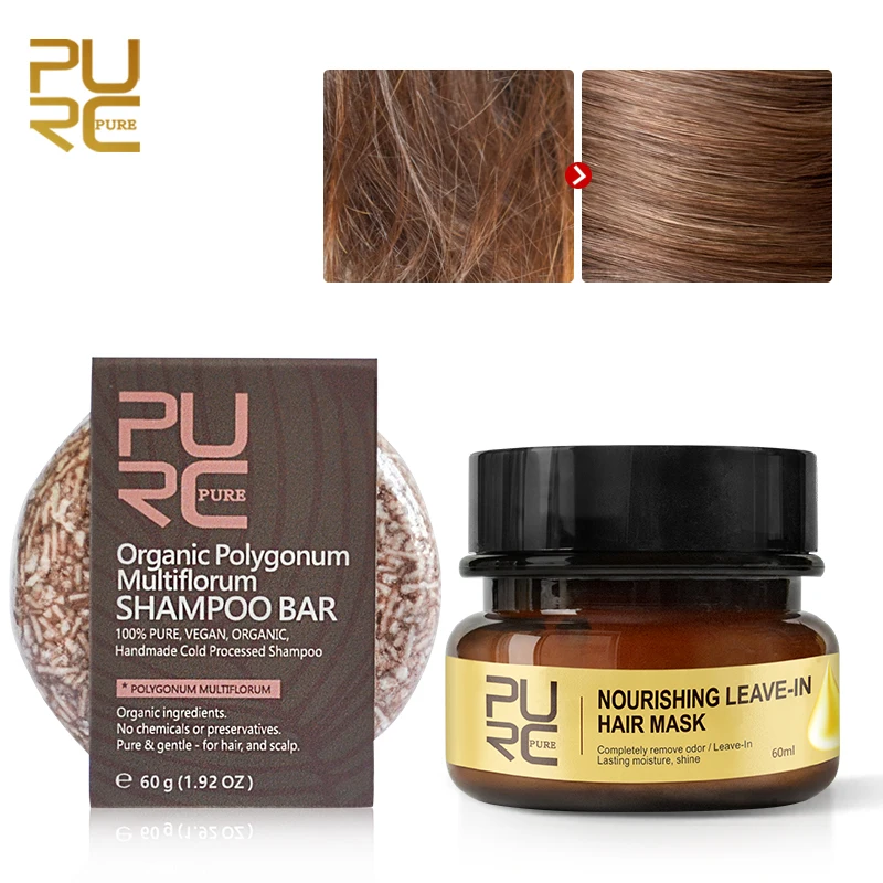 

2 шт., натуральный шампунь PURC для сухих поврежденных волос, 100% чистый и восстанавливающий эффект