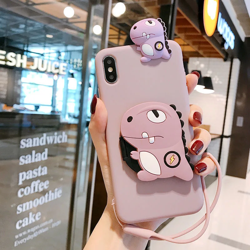 3D Cartoon dinosaur Mirror Case For Xiaomi Mi POCO X3 NFC Stand Phone Cover Redmi Note 8 Pro 9A 9C 9S 8T 7 K20 K30 7A 8A Note 10 xiaomi leather case color