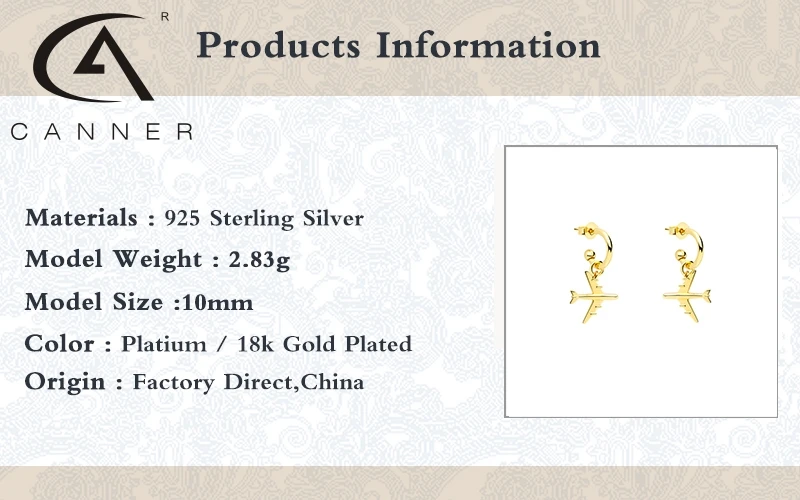 

CANNER Geometric Plane Stud Earrings For Women European And American Pendientes Plata 925 Huggie Earrings Party Jewelry Kolczyki