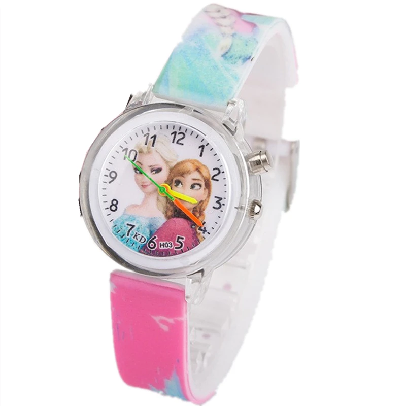 Детские часы Принцесса Эльза электронный цветной светильник детские для девочек