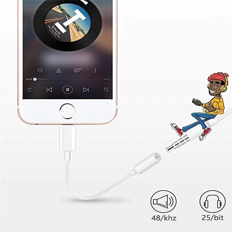 Переходник с Lighting на аудиокабель 3 5 мм для IPhone 12 11 Pro Max Mini XS XR X 12Pro|Переходники и