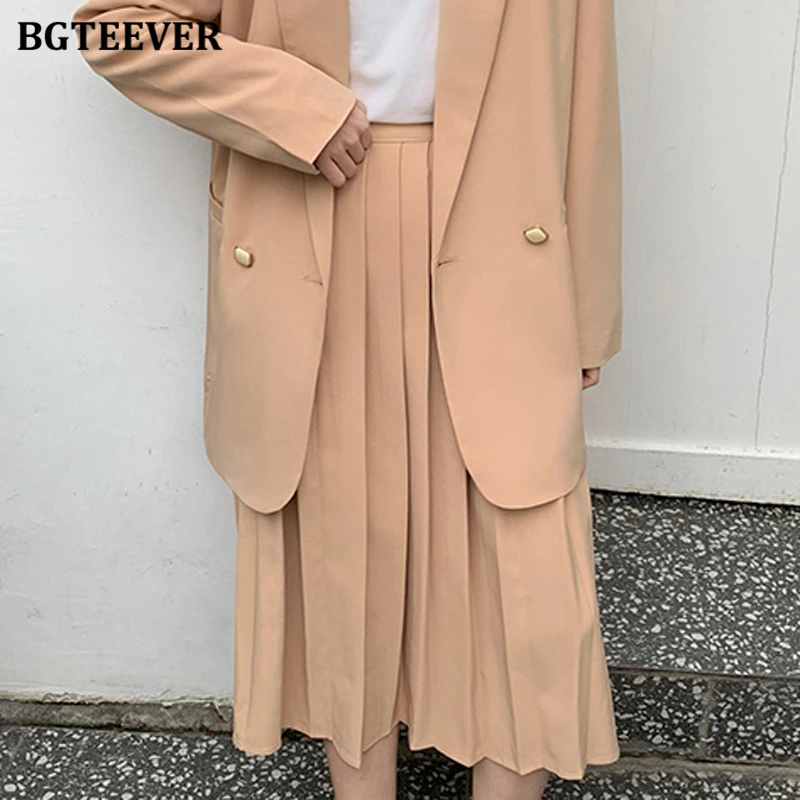 Женский костюм с юбкой BGTEEVER летний комплект из 2 предметов блейзер длинным