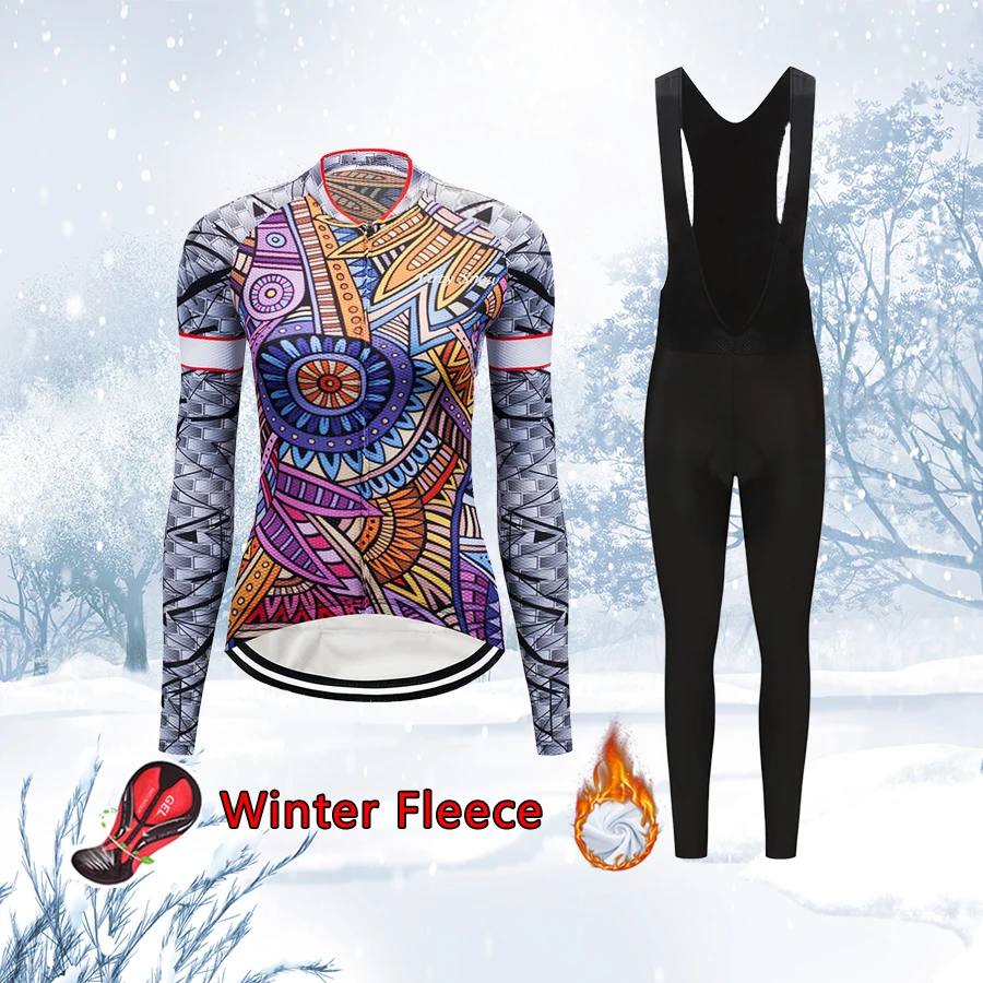 2022 Pink Cycling Jersey Women Set Winter Thermal Fleece Bike Clothes Female Bicycle Clothing Sport Suit Mtb Dress Body Uniform | Спорт и