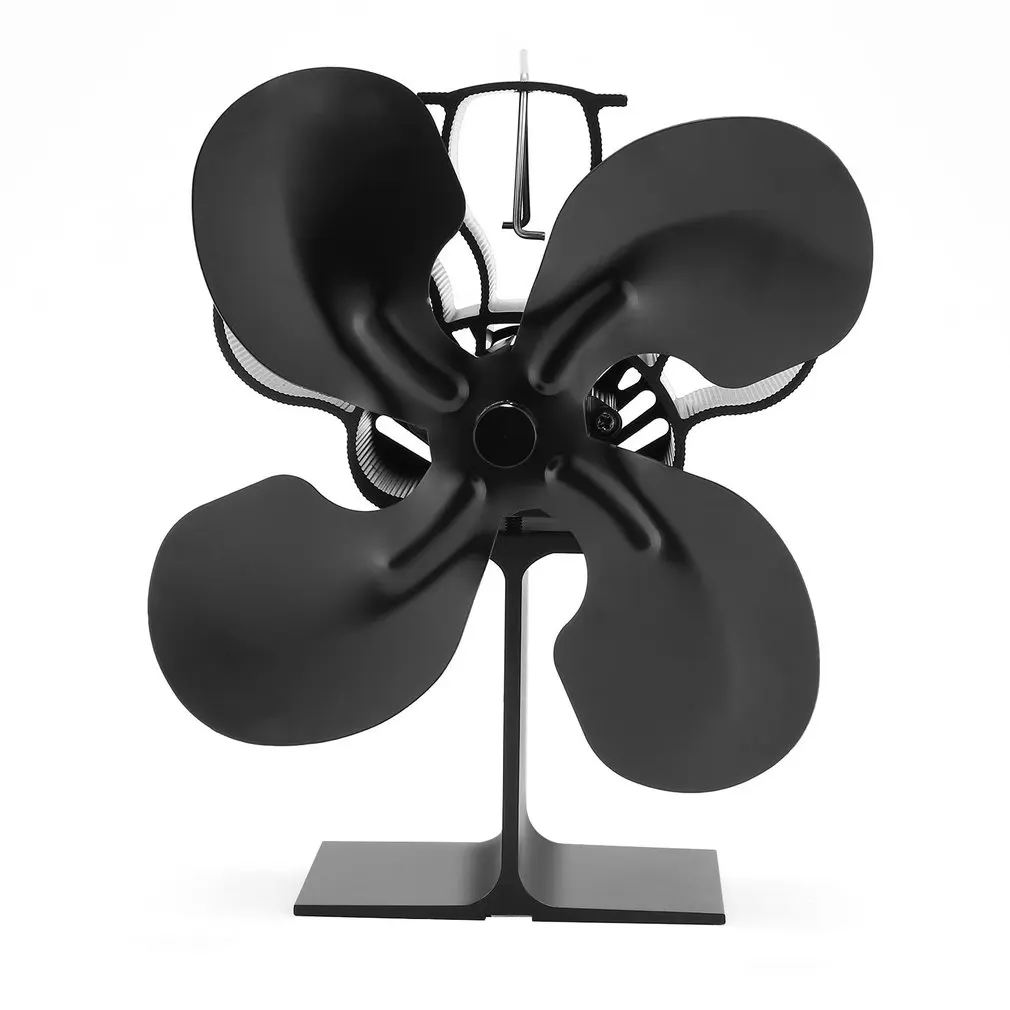 

Black Fireplace 5 Blades Heat Powered Stove Fan Home Fireplace Fan Wood Burning Stove Effectively Dispersing Warm Air