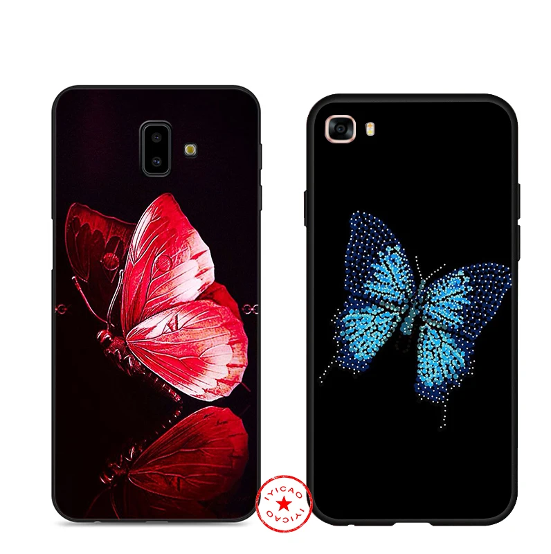 Мягкий чехол с бабочками розового и синего цвета для samsung Galaxy J8 J6 J4 A2 Core 2018 Plus Prime |