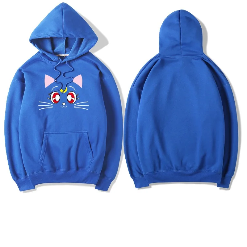 

High-Q Unisex Anime Cos Sailor Moon Luna Casual Cute Student Casual Hooded Hoodie Sweatshirts Jacket Coat