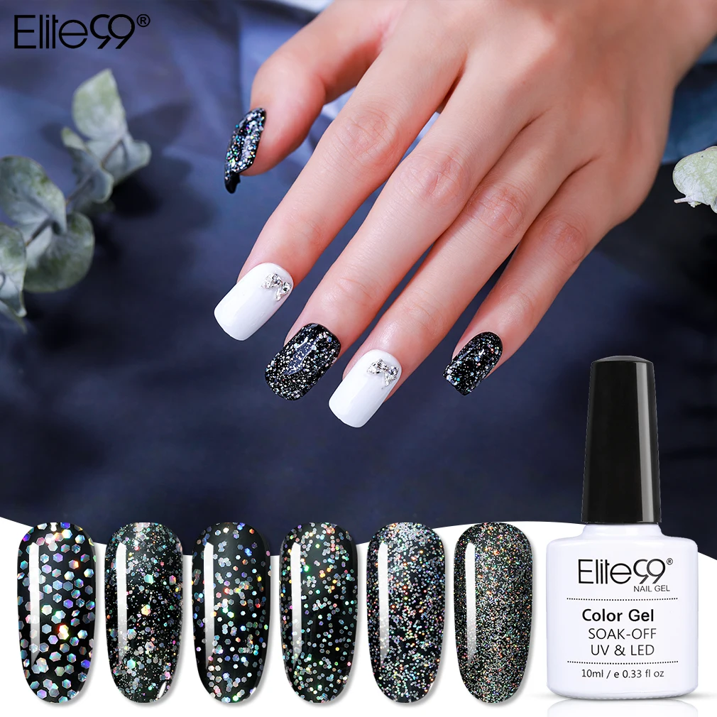 Elite99 10 мл лазерный Серебряный гель для ногтей голографический лак с блестками