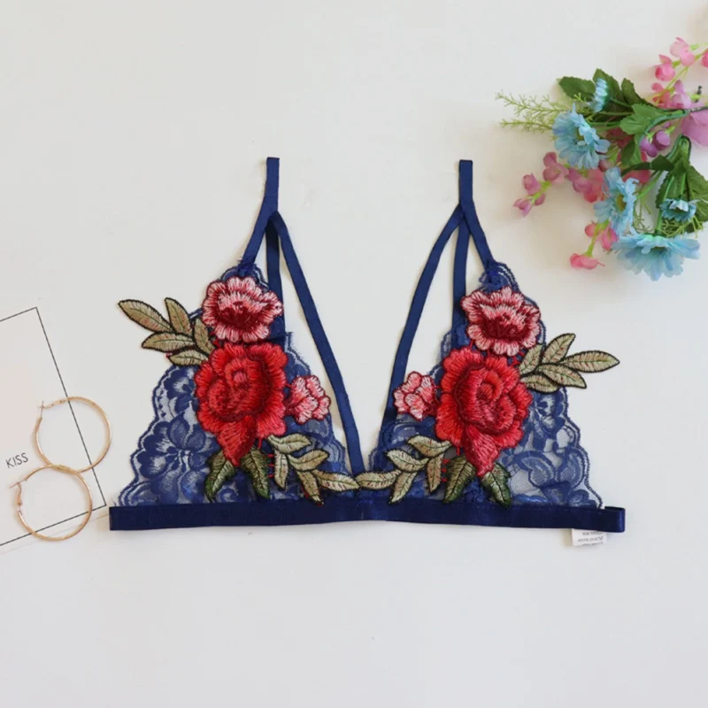

2021 French Style bralette Seamless Deep V Lace bra Women Embroidery Wireless Thin Underwear Sexy Lingerie Soft Intimates