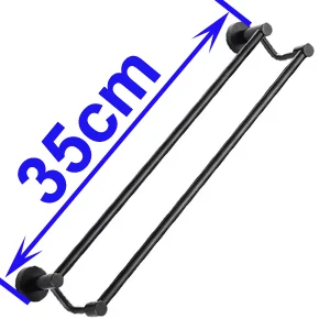 L is 35 cm Матовый черный аксессуар для ванной комнаты из нержавеющей стали, двойной держатель для полотенец 60 см YT-10998-H - Цвет: L is 35 cm