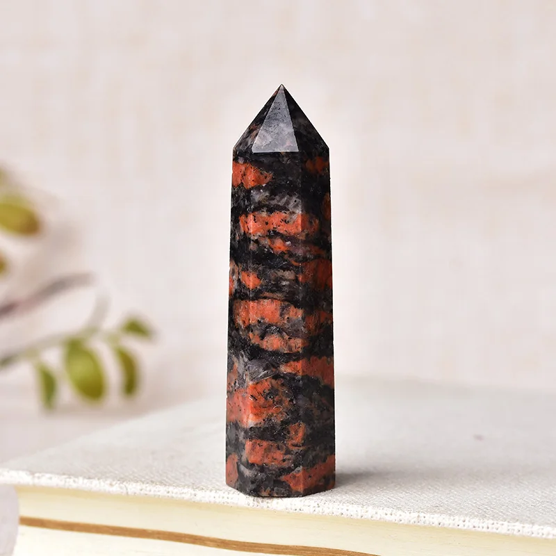 1 шт. натуральный камень красный Лабрадорит КРИСТАЛЛ ТОЧКА палочка исцеляющая