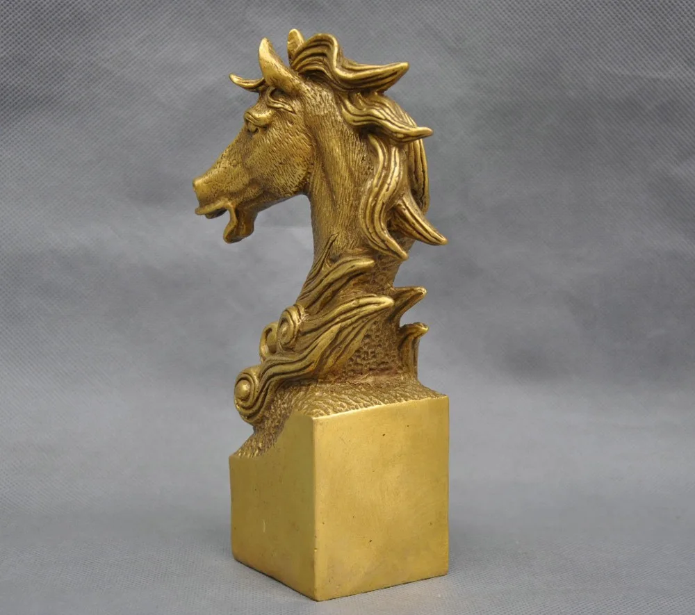 8 &quotКитайский Зодиак животное голова лошади бюст латунная статуя | Дом и сад