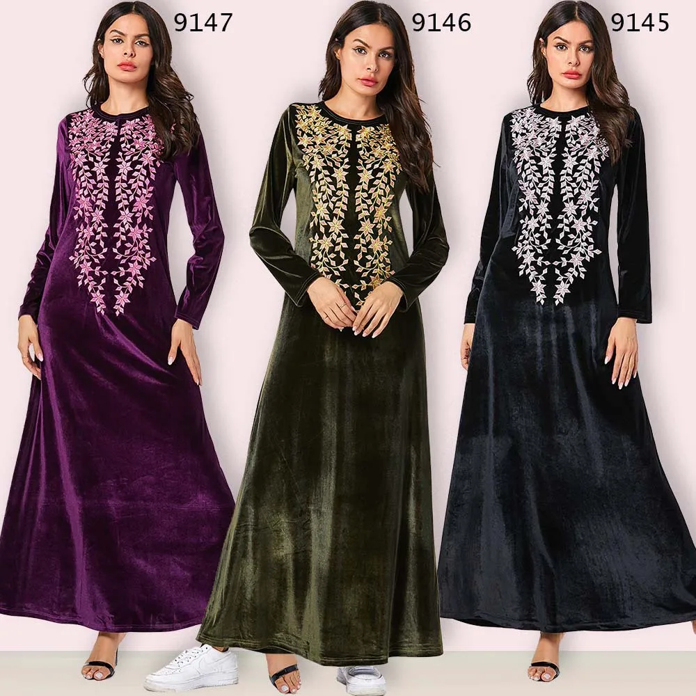 Мусульманское вечернее платье длинное мусульманское бархатное скромные