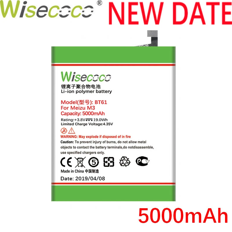 WISECOCO 5000 мАч BT61 Батарея для Mei zu M3 Примечание L681 L681H смартфон новейший продукт Высокое качество Новые Батарея+ номер для отслеживания