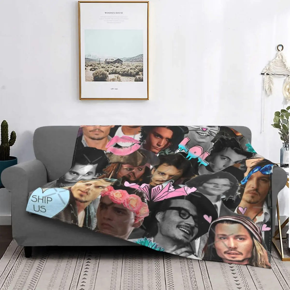

Johnny Depp-colcha a cuadros para cama, manta de vellón de playa, manta ponderada
