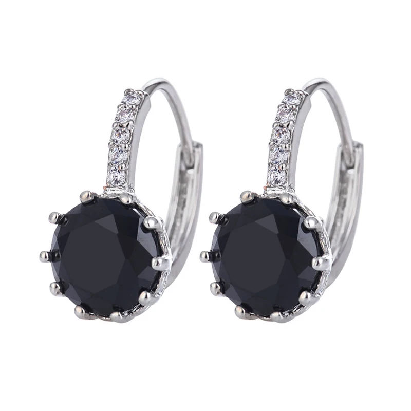Black Золото; серебро; Сережки для женщин черный кристалл Oorbellen Pendientes Mujer Moda серьги Brinco сережки Aretes De Kolczyki - Окраска металла: Black