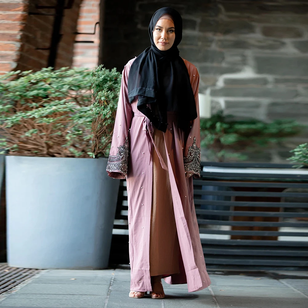 Женский халат кафтан Дубай абайя кимоно мусульманский кардиган хиджаб пальто