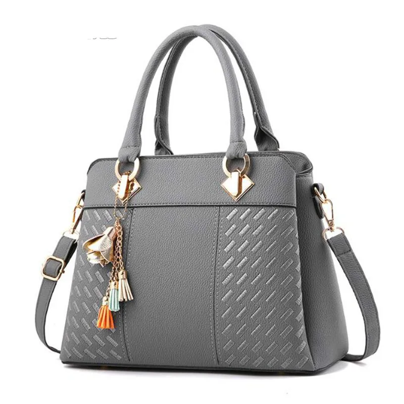 

Fashion Women Handbags Tassel PU Leather Totes Bag Top-handle Embroidery Crossbody Bag Shoulder Bag Lady Simple Style Hand Bags