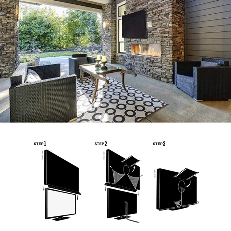 

Outdoor TV Screen Dustproof Waterproof Cover Set Cover High Quality Oxford Black Television Case TV 40'' To 69''