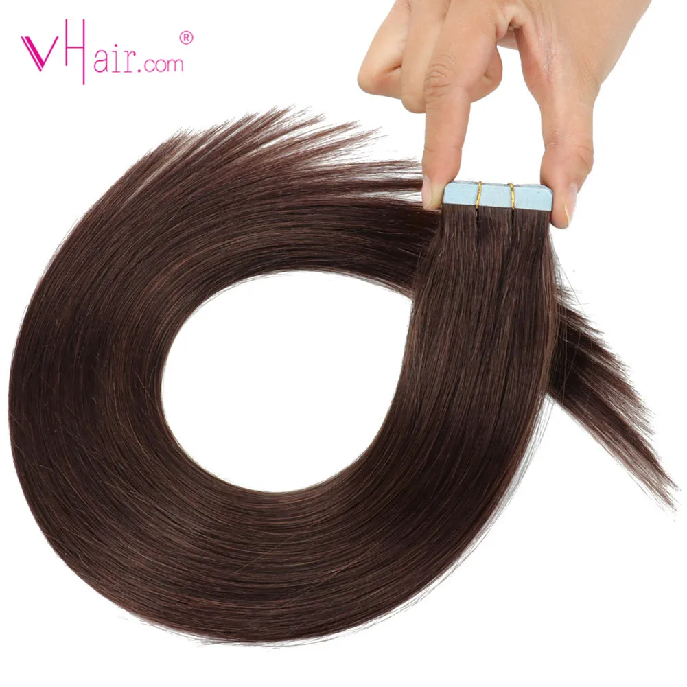 VHair лента на коже волосы завязанные вручную в Remy человеческие для наращивания всю