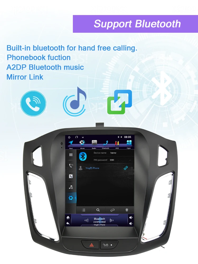AUTOTOP 2 Din Android 8,1 вертикальный экран автомобильный gps Мультимедиа для Ford/Focus салон 2012- gps навигация автомобильный видео Радио