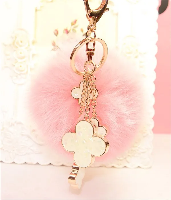 A LIGHT PINK Милый роскошный 10 см мягкий пушистый помпон Настоящий Лисий Мех брелок помпон меховой шар автомобильный брелок Подвеска на рюкзак женская сумка Шарм - Цвет: A LIGHT PINK