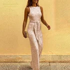 Офисный Блестящий Комбинезон, женский комбинезон с открытой спиной и длинными брюками, Клубные блестящие комбинезоны, Элегантный Блестящий комбинезон с поясом