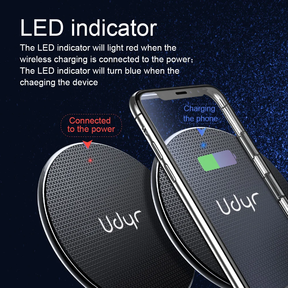 Беспроводное зарядное устройство Udyr Qi 10 Вт для iphone X Xs Max 11 Pro Samsung S9 S10 Plus Note