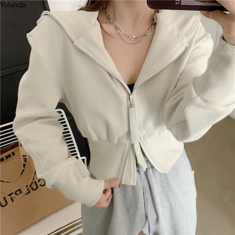 

Short Hooded Sweater Coat Women's Wear In Spring and Autumn Versatile 2021 New Sweet Spice Girl Small Top
