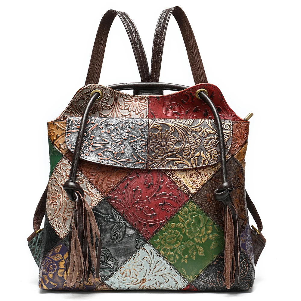 Женский ранец рюкзак сумка в богемном стиле многофункциональная Лоскутная