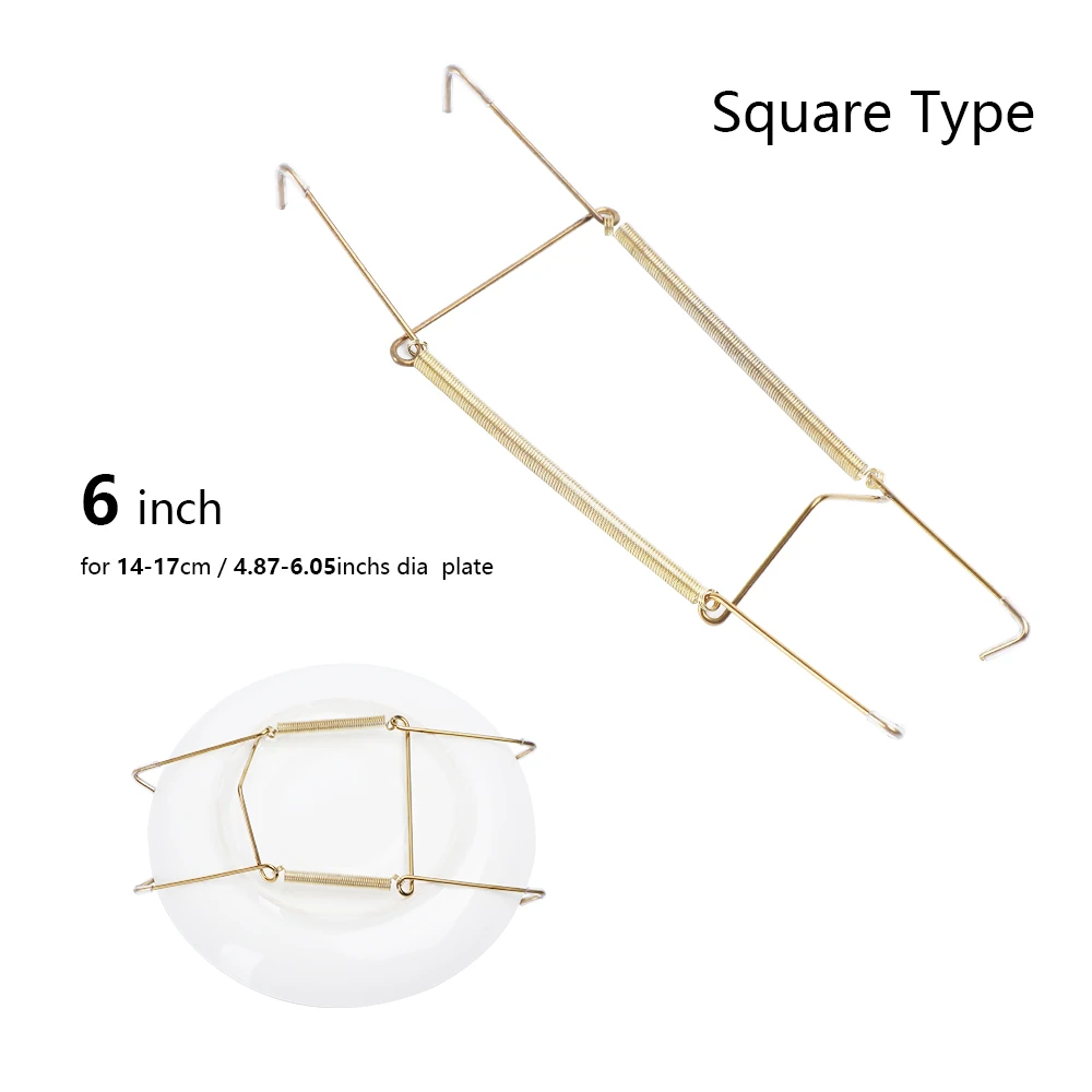 Square Type 6inch 1 шт. металлический настенный дисплей Таблички вешалка W Тип блюдо пружинный Держатель Невидимый крюк фоторамка домашний декор - Цвет: Square Type 6inch