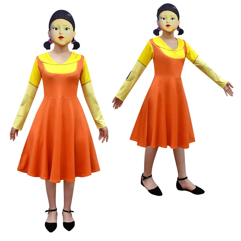 Классическая маска из игры кальмар для девочек мужская модель 123 деревянный